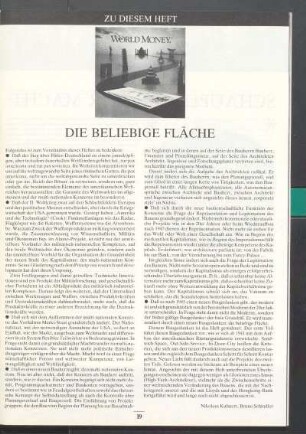 Zu diesem Heft: Die beliebige Fläche