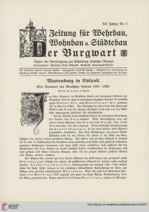 12: Marienburg in Livland : eine Komturei des Deutschen Ordens 1342-1560