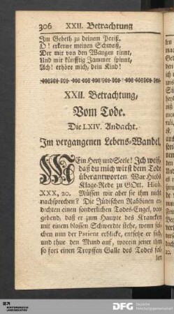 XXII. Betrachtung, Vom Tode. [LXIV. bis LXVI. Andacht]