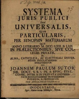 Systema iuris publici tam universalis quam particularis