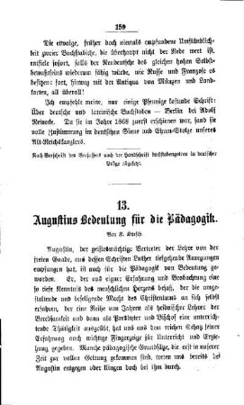 Augustins Bedeutung für die Pädagogik