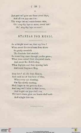 Stanzas for Music