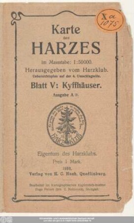Blatt 5: Kyffhäuser : Messtischblätter: Heringen, Kelbra, Sondershausen, Frankenhausen