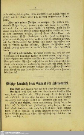 Nöthige Kenntniß beim Einkauf der Lebensmittel
