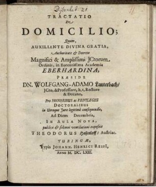 Tractatio De Domicilio