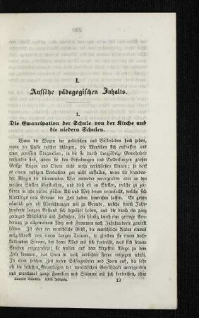 ¬Die¬ Emancipation der Schule von der Kirche und die niedern Schulen