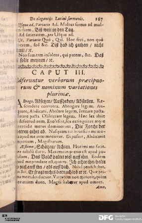 Caput III. Adferuntur verborum præcipuorum & nominum variationes plurimæ.