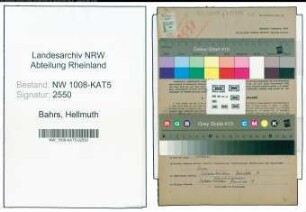 Entnazifizierung Hellmuth Bahrs , geb. 07.06.1920 (Angestellter)