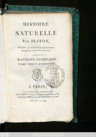 [1], T. 23: Histoire Naturelle
