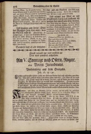 Am V. Sonntage nach Ostern, Rogate. oder Vocem Jucunditatis