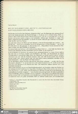 Wo ist des Künstlers Mitte? - Ästhetische Auffassungen Sedlmayrs