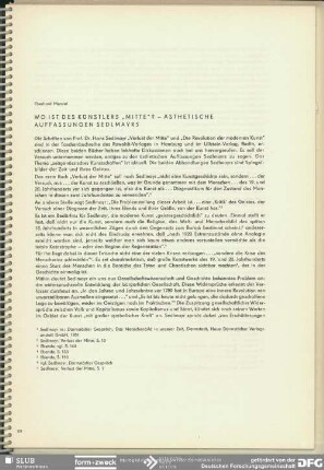 Wo ist des Künstlers Mitte? - Ästhetische Auffassungen Sedlmayrs
