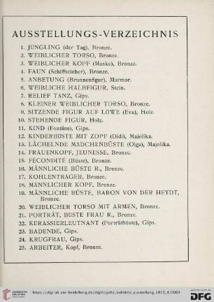 Ausstellungs-Verzeichnis (Nr. 1-104)