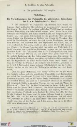 A. Die griechische Philosophie