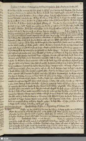 Churfürstlicher Schlus, d.d. Regensburg. 11ter Februar. 1757.