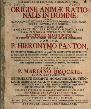 Dissertatio Physico-Philosophica, De Origine Animæ Rationalis In Homine