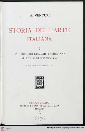 Band 1: Storia dell'arte italiana: Dai primordi dell'arte cristiana a tempo di Giustiniano