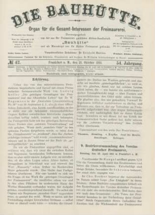 No. 42. Frankfurt a. M., den 21. Oktober 1911. 54. Jahrgang.
