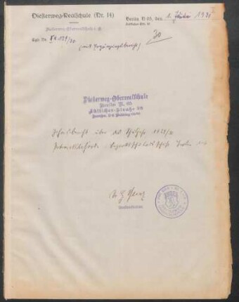 1929/30: Jahresbericht über das Schuljahr ... - 1929/30