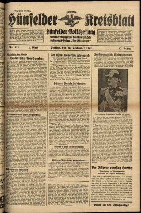 Erste Ausgabe vom Freitag, den 12. September 1941.