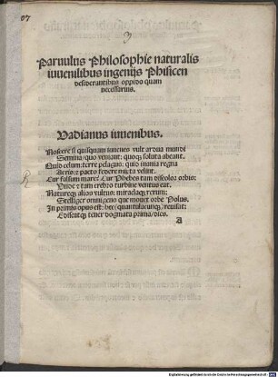 Parvulus philosophie naturalis : (extract. ex libris Aristotelis)