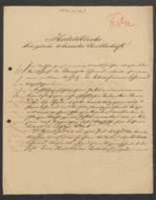 Brief von Franz Xaver Fieber an Regensburgische Botanische Gesellschaft