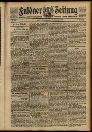 Erste Ausgabe vom Donnerstag, den 22. November 1906.