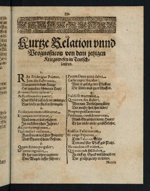 39-40, Kurtze Relation unnd Prognosticon von dem jetzigen Kriegswesen in Teutschlanden