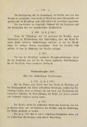 173, Dreiundvierzigster Titel. Von den einstweiligen Anordnungen. §§ 701 bis 712.