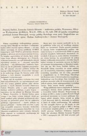 53: [Rezension von: Dmitrij Szelest, Lwowska Galeria Obrazów - malarstwo polskie]