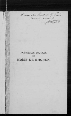 [Hptbd]: Nouvelles sources de Moïse de Khoren : études critiques