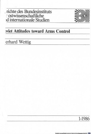 Soviet attitudes toward arms control