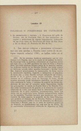 Lección 31. Colonias o Posesiones de Ultramar