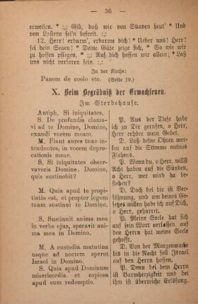 X. Beim Begräbniß der Erwachsenen.