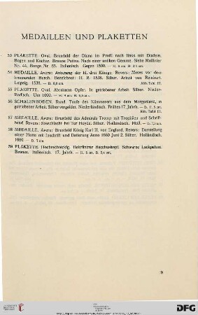 Medaillen und Plaketten (Nr. 53-59)