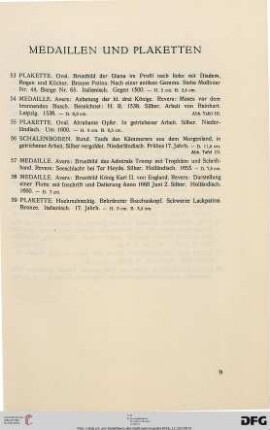 Medaillen und Plaketten (Nr. 53-59)