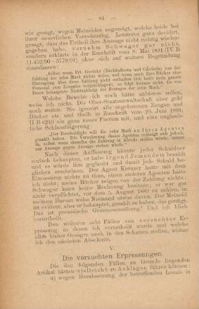 V. Die versuchten Erpressungen
