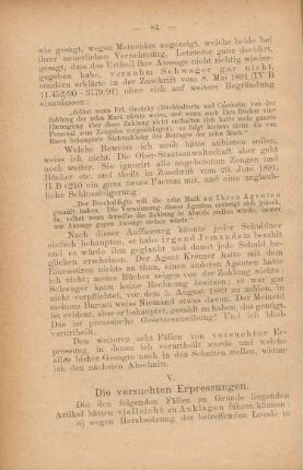 V. Die versuchten Erpressungen