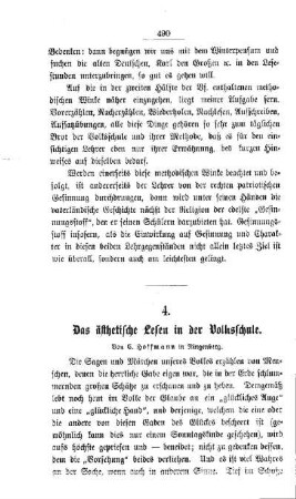 Das ästhetische Lesen in der Volksschule