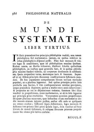 Philiosophiae naturalis de mundi systemate. Liber tertius.