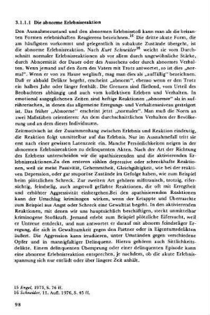3.1.1.1 Die abnorme Erlebnisreaktion