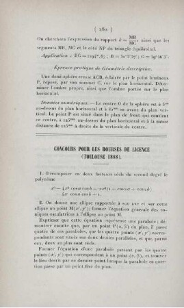 Concours pour les bourses de licence (Toulouse 1888).