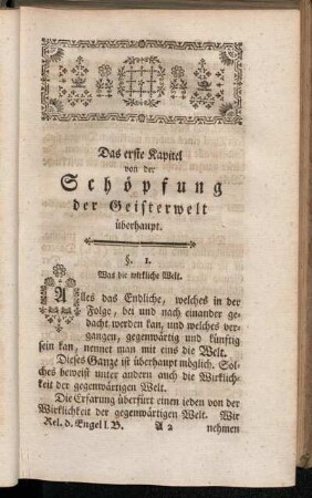 Das erste Kapitel von der Schöpfung der Geisterwelt überhaupt.