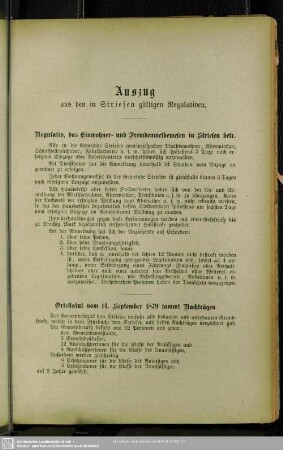 Auszug aus den in Striesen gültigen Regulativen