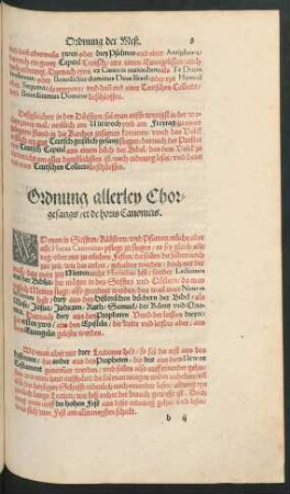 Ordnung allerley Chorgesangs/ et de horis Canonicis.