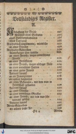 Vollständiges Register.