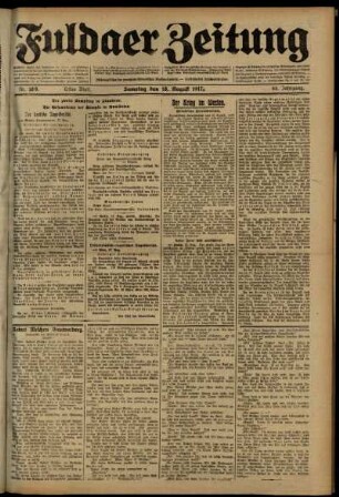 Erste Ausgabe vom Samstag, den 18. August 1917.