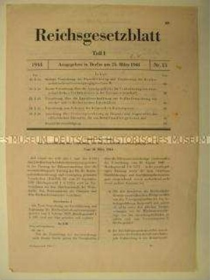 Reichsgesetzblatt, Teil 1, Nr. 13/1944