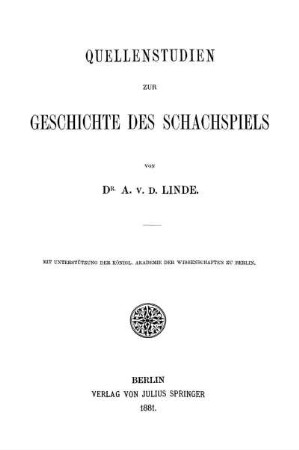 Quellenstudien zur Geschichte des Schachspiels