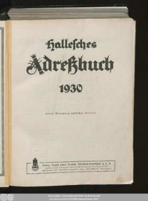 1930: Hallesches Adreßbuch : für die Jahre ... unter Benutzung amtl. Quellen